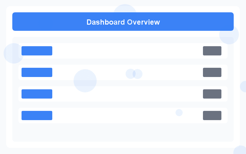 Dashboard showing overview of data and tasks