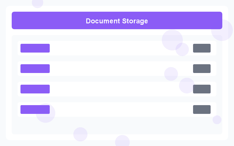 Document management system showing organized files and secure sharing options